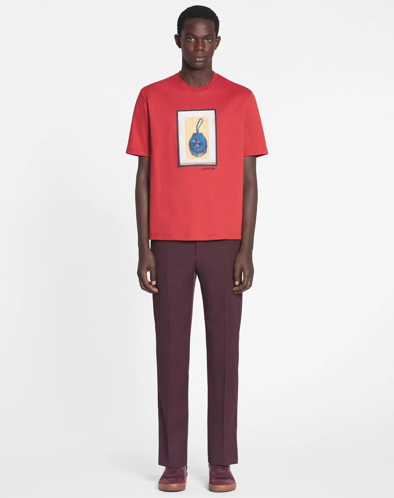 Lanvin T-shirt with an archives print Turkishred Hot