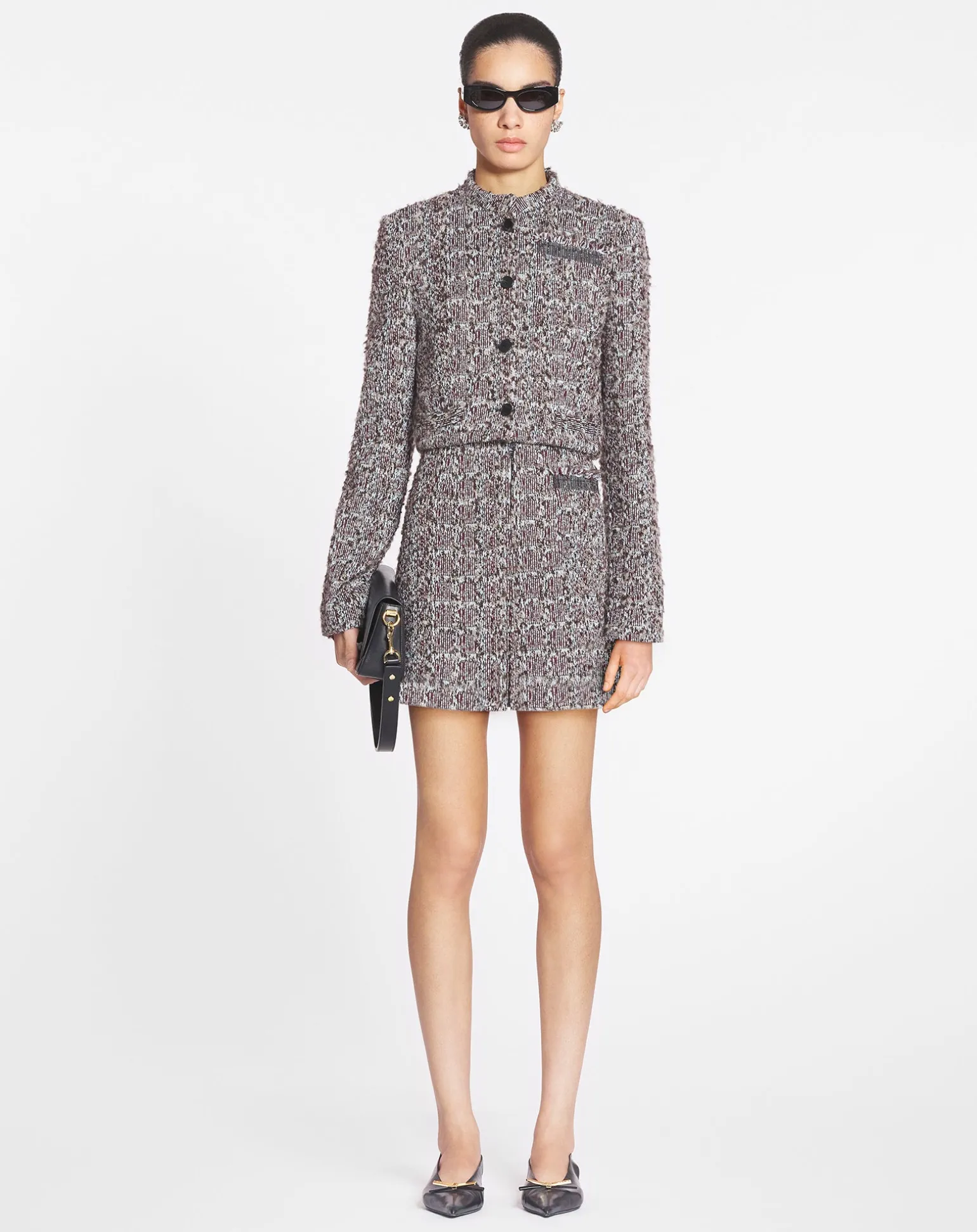 Lanvin Tweed miniskirt Burgundy/blue Sale