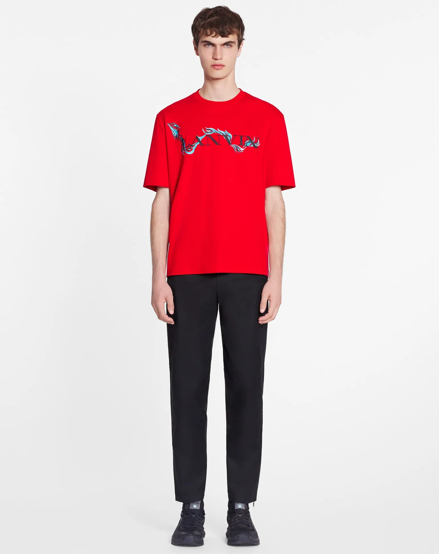 Lanvin Unisex dragon print loose-fitting t-shirt Flame Sale