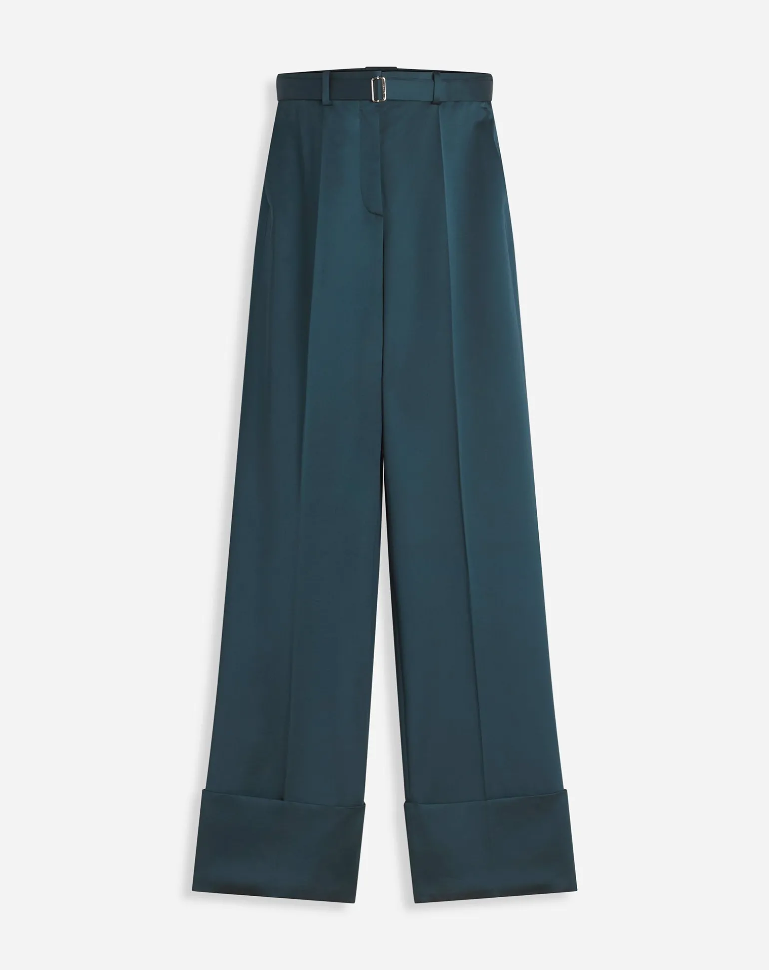 Lanvin Wide-leg pants with cuffs Forestgreen Discount