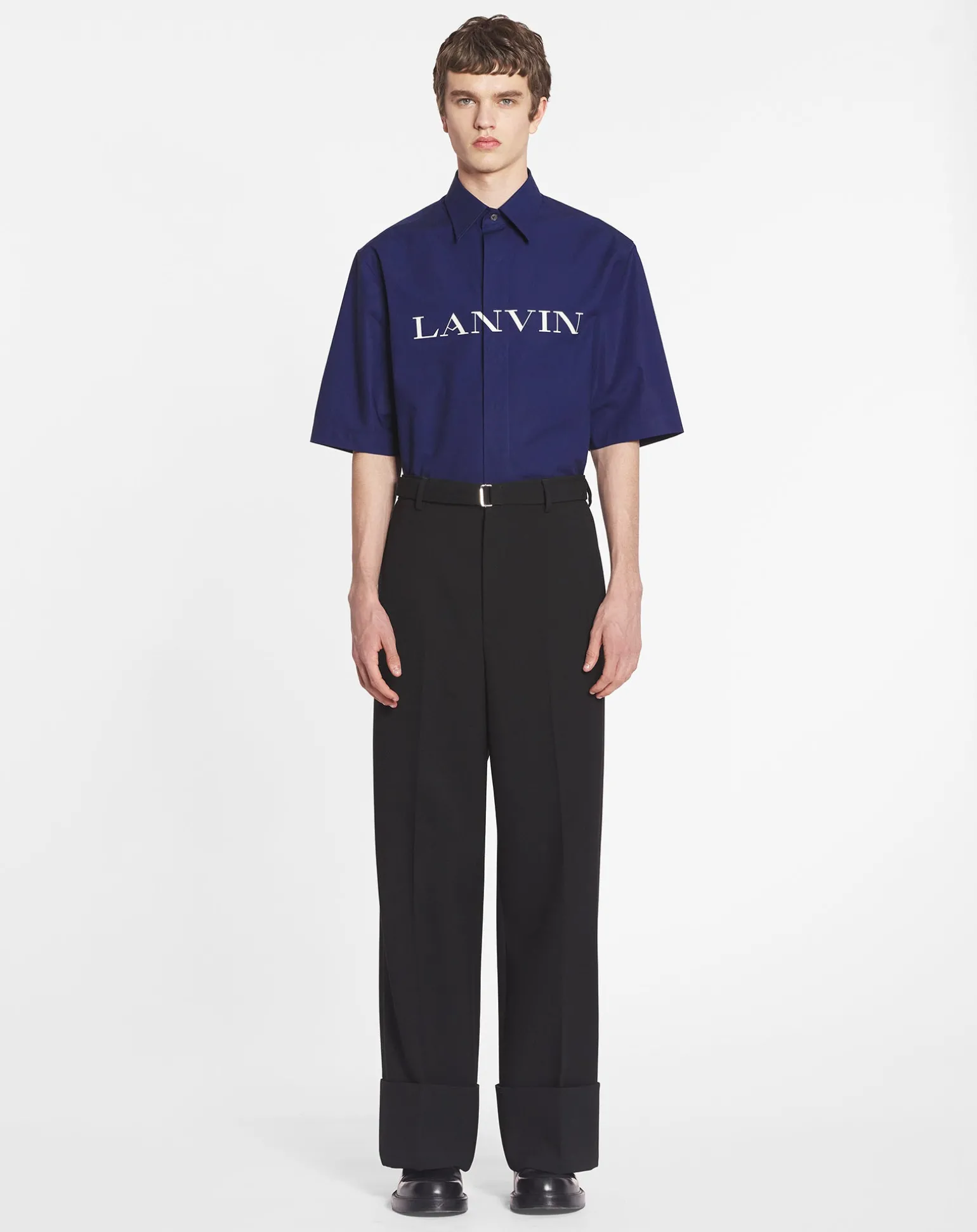 Lanvin Wide-leg pants with cuffs Black Best Sale